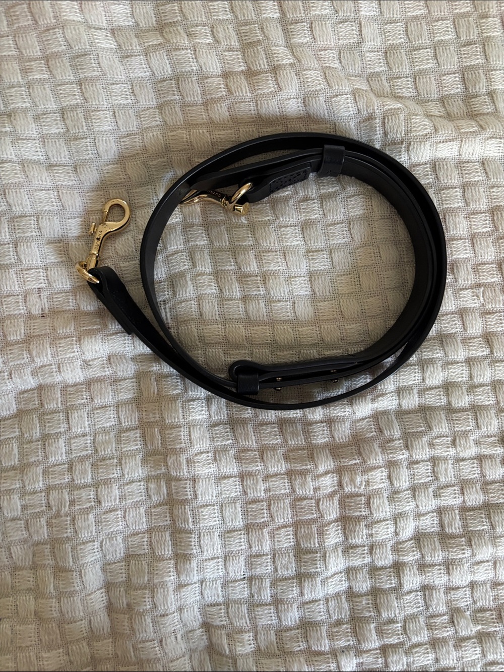 Cuyana Black Leather Crossbody Strap with Gold Hardware